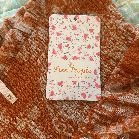 Free People Rust Patterned Wide-Leg Pants - Picture 3 of 3